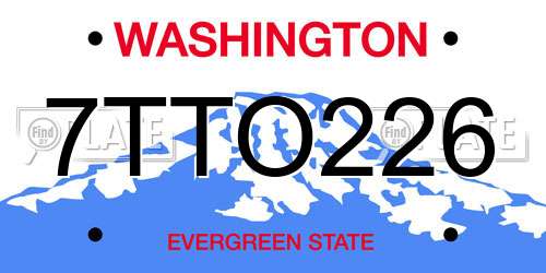 7TTO226 Washington License Plate