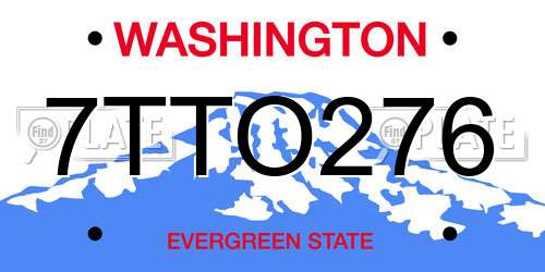 7TTO276 Washington License Plate