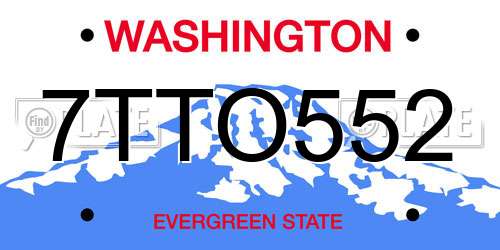 7TTO552 Washington License Plate