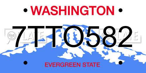 7TTO582 Washington License Plate