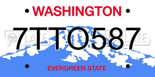 7TTO587 Washington License Plate