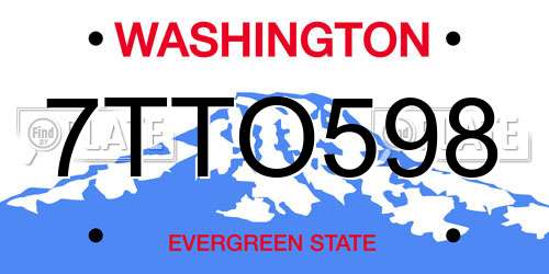7TTO598 Washington License Plate