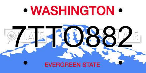 7TTO882 Washington License Plate