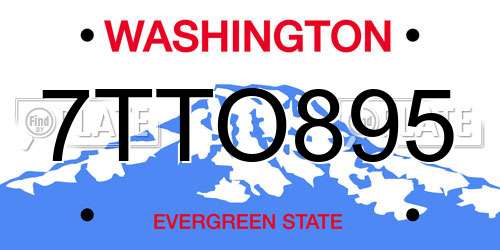 7TTO895 Washington License Plate
