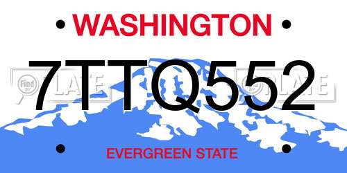 7TTQ552 Washington License Plate
