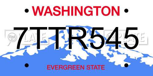 7TTR545 Washington License Plate