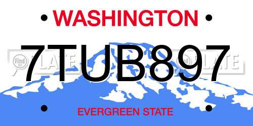 7TUB897 Washington License Plate