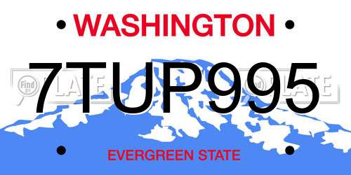 7TUP995 Washington License Plate