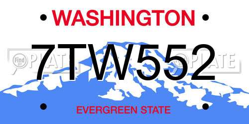 7TW552 Washington License Plate