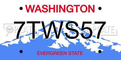 7TWS57 Washington License Plate