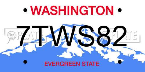 7TWS82 Washington License Plate