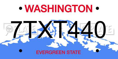 7TXT440 Washington License Plate