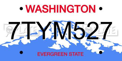 7TYM527 Washington License Plate