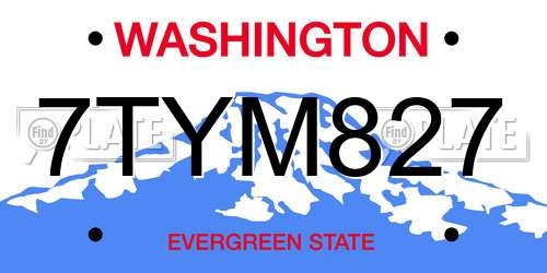 7TYM827 Washington License Plate
