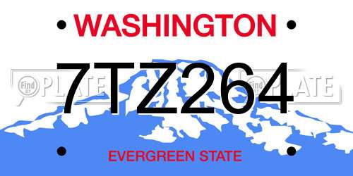 7TZ264 Washington License Plate
