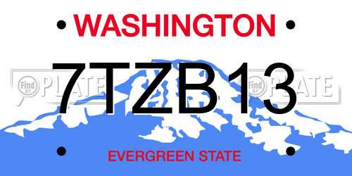 7TZB13 Washington License Plate