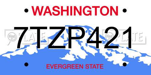 7TZP421 Washington License Plate