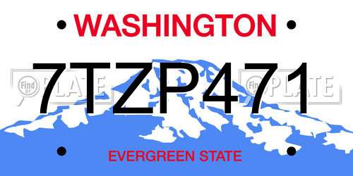 7TZP471 Washington License Plate