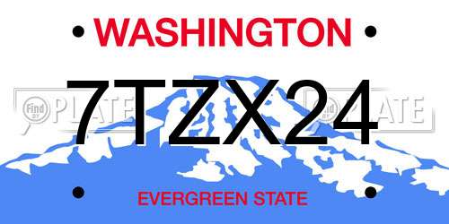 7TZX24 Washington License Plate