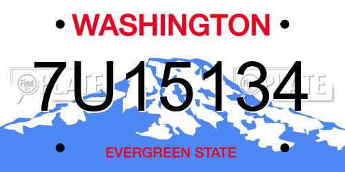 7U15134 Washington License Plate
