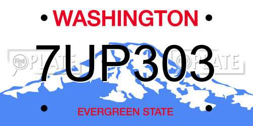 7UP303 Washington License Plate