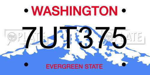 7UT375 Washington License Plate