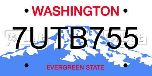 7UTB755 Washington License Plate