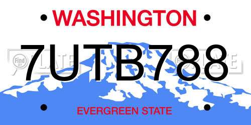 7UTB788 Washington License Plate