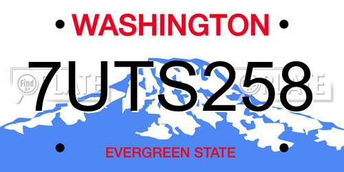 7UTS258 Washington License Plate