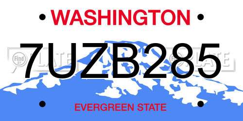 7UZB285 Washington License Plate