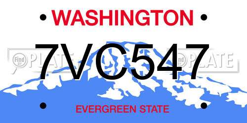 7VC547 Washington License Plate