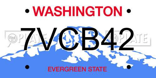 7VCB42 Washington License Plate