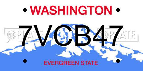 7VCB47 Washington License Plate