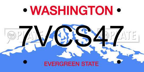 7VCS47 Washington License Plate