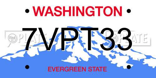 7VPT33 Washington License Plate