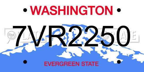 7VR2250 Washington License Plate