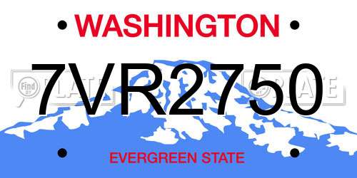 7VR2750 Washington License Plate