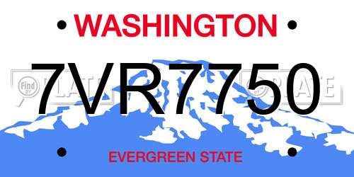 7VR7750 Washington License Plate