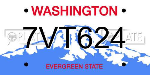7VT624 Washington License Plate