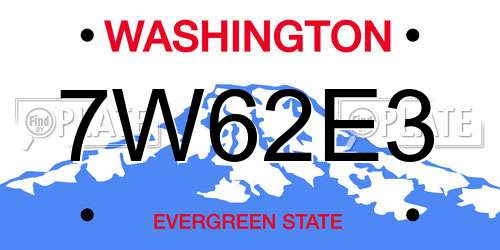 7W62E3 Washington License Plate