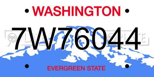 7W76044 Washington License Plate