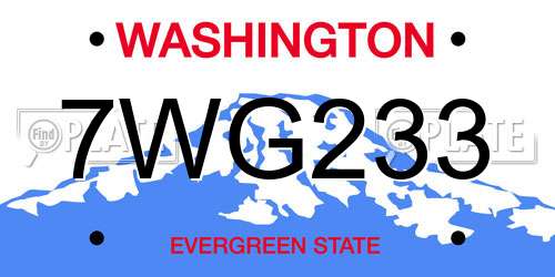 7WG233 Washington License Plate
