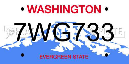 7WG733 Washington License Plate