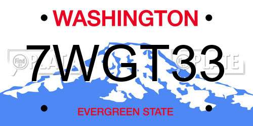 7WGT33 Washington License Plate
