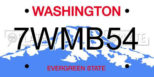 7WMB54 Washington License Plate
