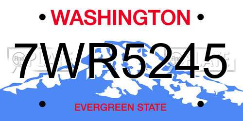 7WR5245 Washington License Plate