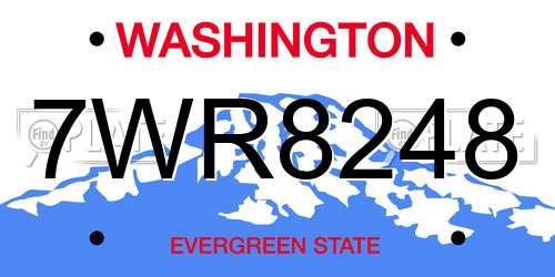 7WR8248 Washington License Plate