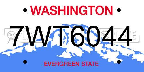 7WT6044 Washington License Plate