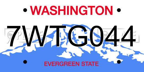 7WTG044 Washington License Plate