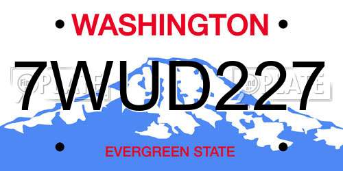 7WUD227 Washington License Plate